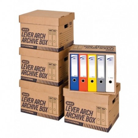 Container arhivare MAS, capac detasabil, dimeniune 390x335x290mm, carton, pentru 5 bibliorafturi