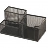 Suport instrumente de scris Office Cover, 3 compartimente, plasa metalica, negru