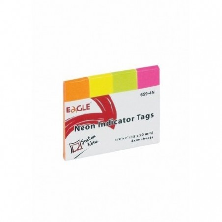 Index adeziv  de hartie Eagle,160 coli, 15x50mm, 4 culori neon