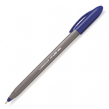 Pix cu capac Radius Tri Line Grey, 1 mm,  corp gri, scris albastru