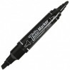Marker permanent, varf rotund / varf tesit, 2 capete, negru