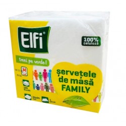 Servetele de masa Elfi, 1 strat, alb,100 bucati/pachet