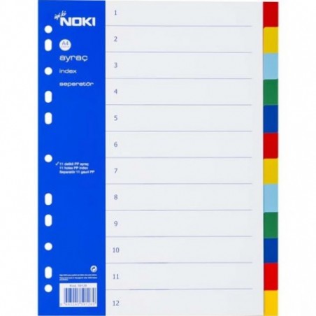 Separator de plastic Noki, A4, set 12 culori