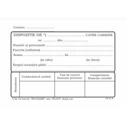 Dispozitie de casierie A6 , fata-verso ,100 file/carnet