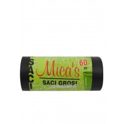 Saci menajeri negri ultrarezistenti de 60l, 10 bucati/rola, MICA'S