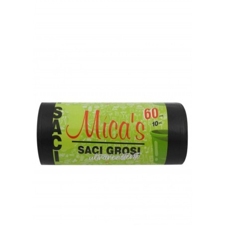 Saci menajeri negri ultrarezistenti de 60l, 10 bucati/rola, MICA'S