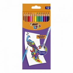 Creioane colorate Bic Kids Evolution Illusion, 12 culori