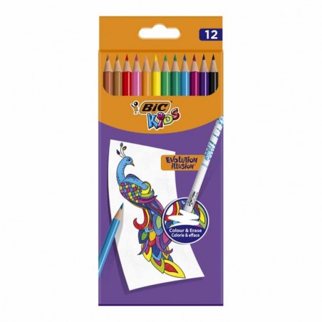 Creioane colorate Bic Kids Evolution Illusion, 12 culori