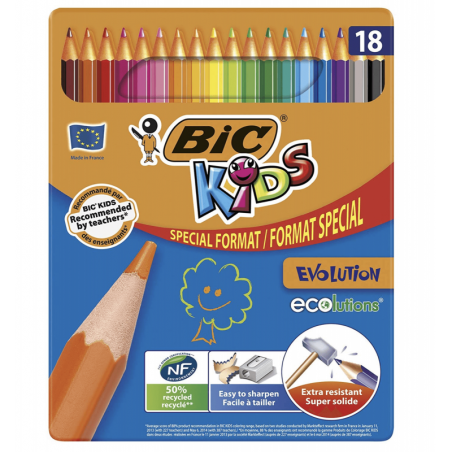 Creioane colorate Bic Kids Evolution, 18 culori