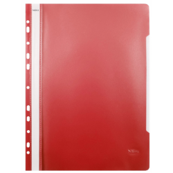 Dosar cu sina Noki 482011-080, plastic, rosu, multiperforatii pentru arhivare, colturi rotunjite, set 25 buc