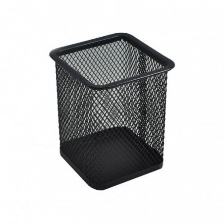 Suport instrumente de scris Office Cover, 8x8x10cm, plasa metalica, negru