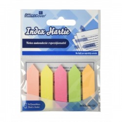 Index adeziv de hartie Office Cover, 125 coli, 12x44mm, 5 culori neon, varf sageata