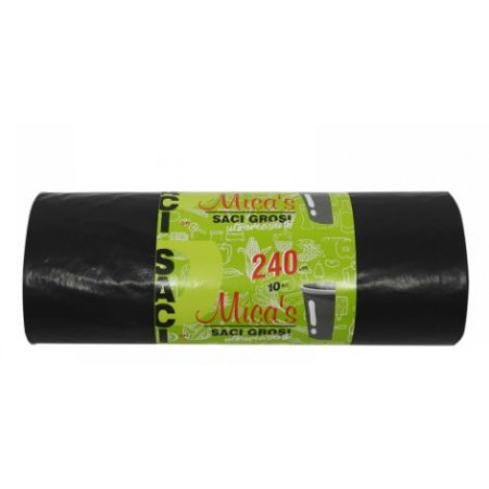 Saci menajeri negri ultrarezistenti, 240l, 10 bucati/rola, MICA'S