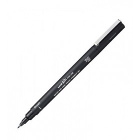 Liner pe baza de apa, cu capac, varf pensula, negru, UNI-PINBR