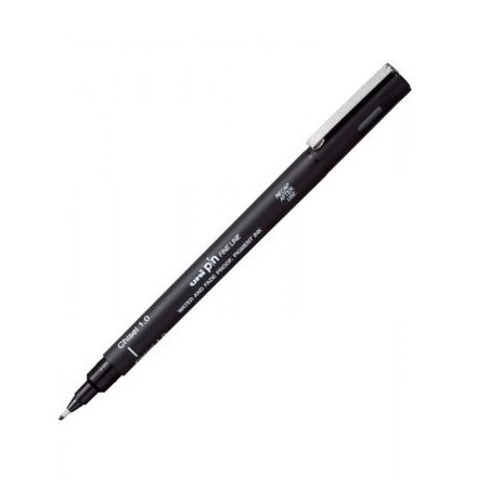 Liner pe baza de apa, cu capac, varf tesit, negru, UNI-PINBR