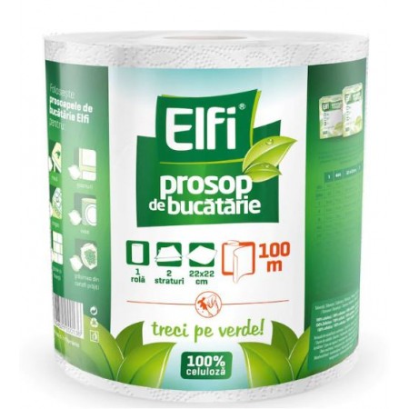 Rola prosop de hartie Elfi, 2 straturi, 100 m/rola