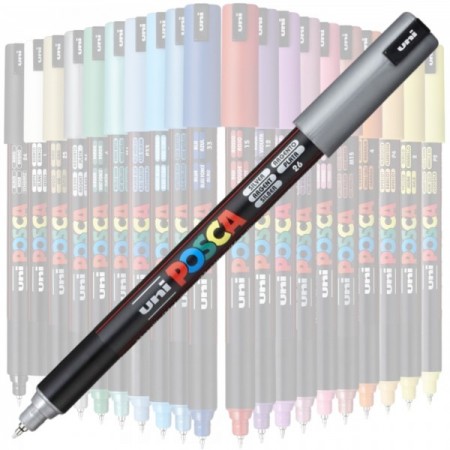 Marker UNI Posca, varf fin metalic, 0.7mm