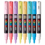 Marker UNI Posca PC-1M, varf rotund, 0.7mm, set 8 culori pastel