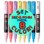Marker UNI Posca PC-1M, varf rotund, 0.7mm, set 8 culori pastel