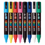 Marker UNI Posca PC-5M, varf rotund, 1.8-2.5mm, set 8 culori