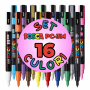 Marker UNI Posca PC-3M, varf rotund, 0.9-1.3mm, set 16 culori