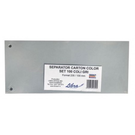 Separator de carton cu 2 perforatii, A7, culori aprinse, 100 buc/set