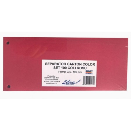 Separator de carton cu 2 perforatii, A7, culori aprinse, 100 buc/set