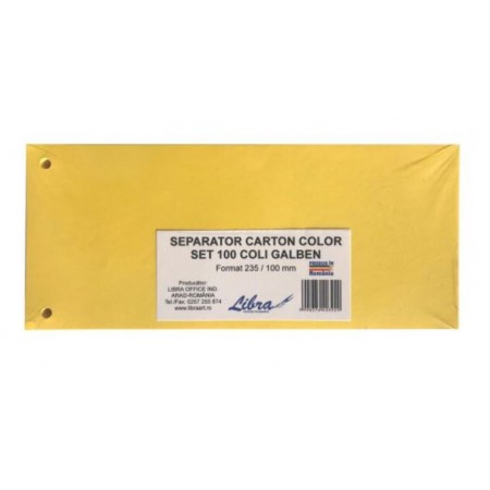 Separator de carton cu 2 perforatii, A7, culori aprinse, 100 buc/set
