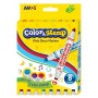 Carioci colorate Amos, 2 capete, 8 culori, cu stampile