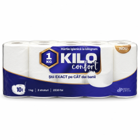 Hartie igienica Kilo, 2 straturi, 2230 foi, 10 role/bax