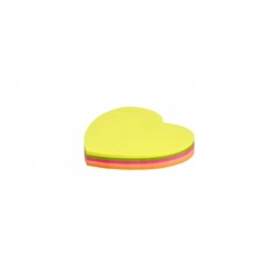 Notes Adezive Inima , 5 culori neon, 75x75mm, 100 coli
