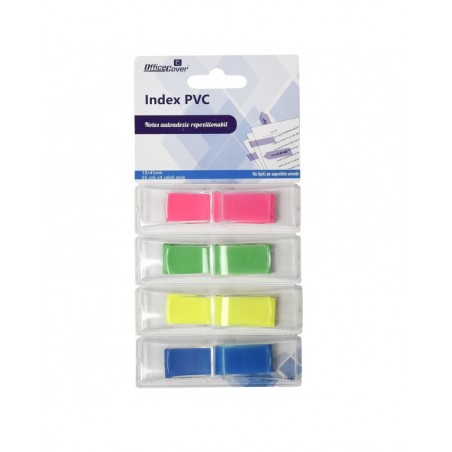 Index adeziv Office Cover, 100 coli, 12x45mm, PVC, 4 culori neon, PopUp