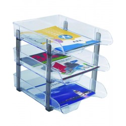 Tavita documente Ark, 3 nivele, plastic, transparent / fumuriu