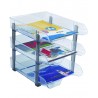 Tavita documente Ark, 3 nivele, plastic, transparent / fumuriu